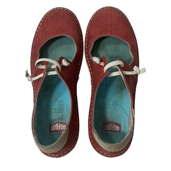 On Foot Your Way Women’s Shoe Red Made In Spain 41 9.5 Comfort Artsy Slip On - Picture 2 of 8